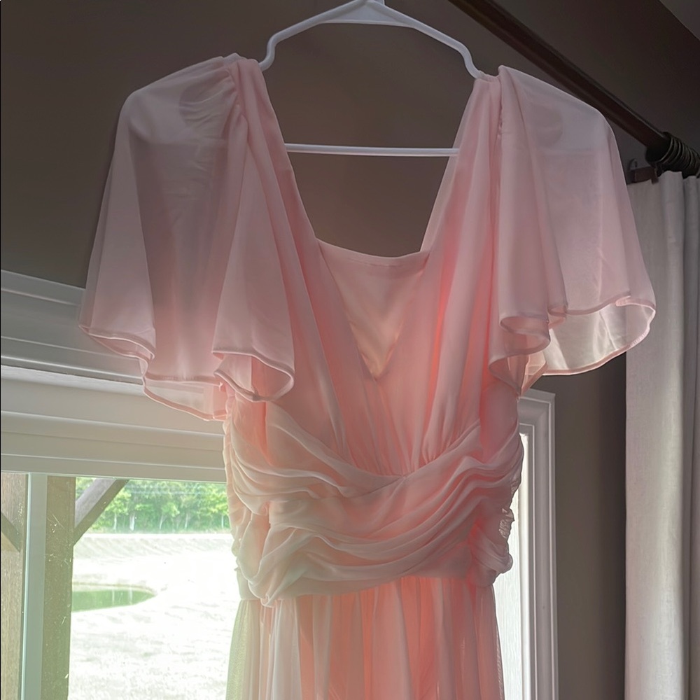 Elegant Pink Flutter Sleeve Dress